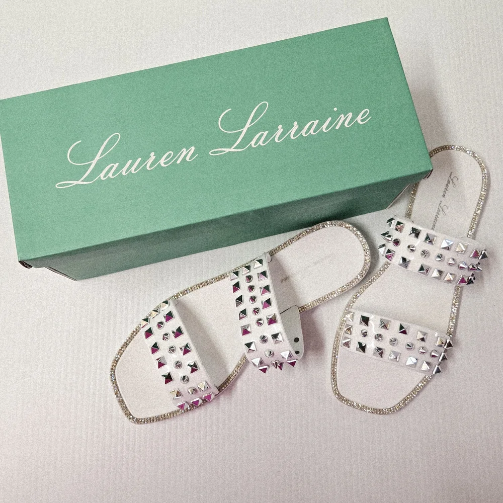 Lauren Lorraine White Studded Sandals